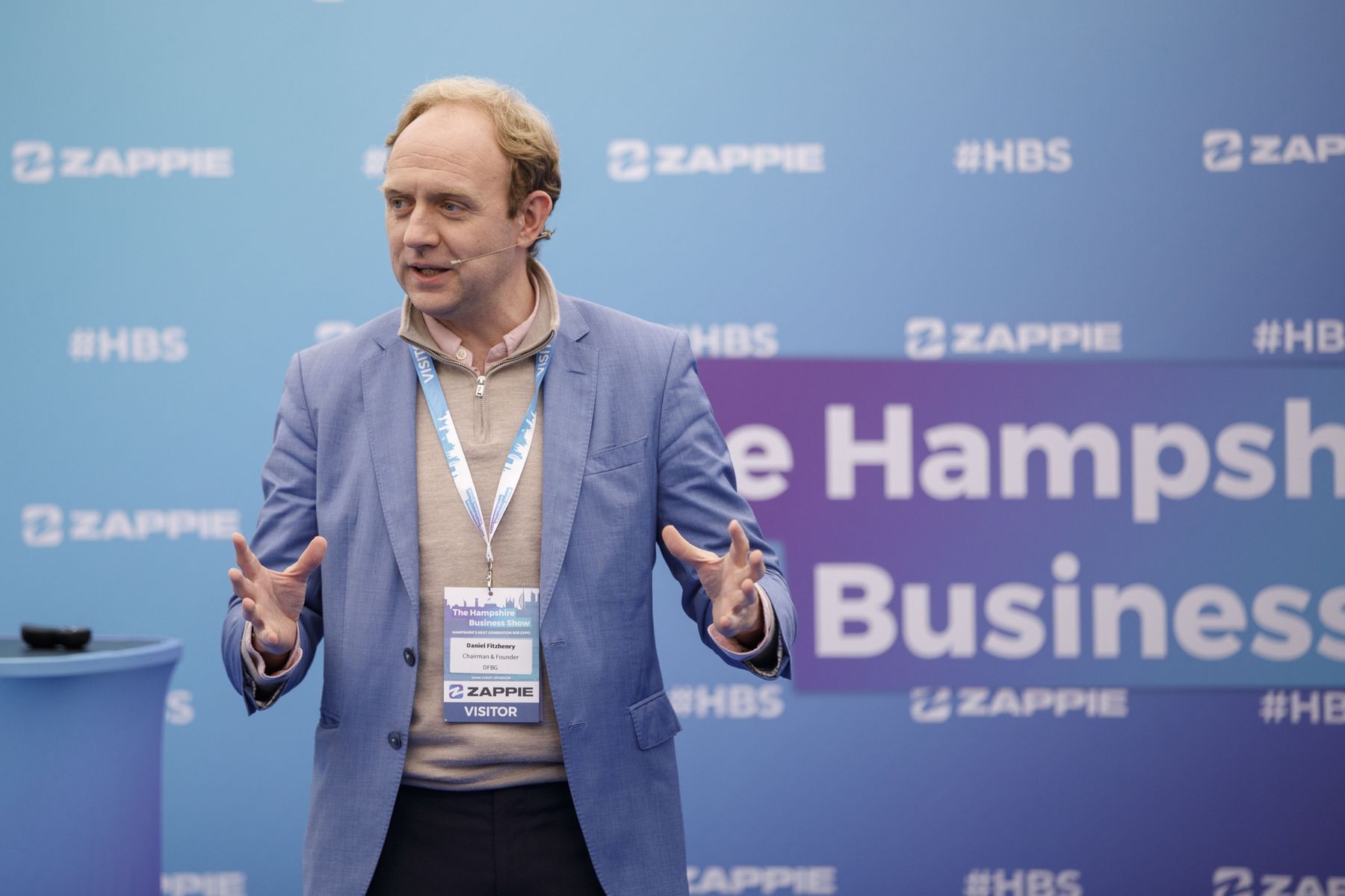 Daniel Fitzhenry giving a keynote at The Hampshire Business Show