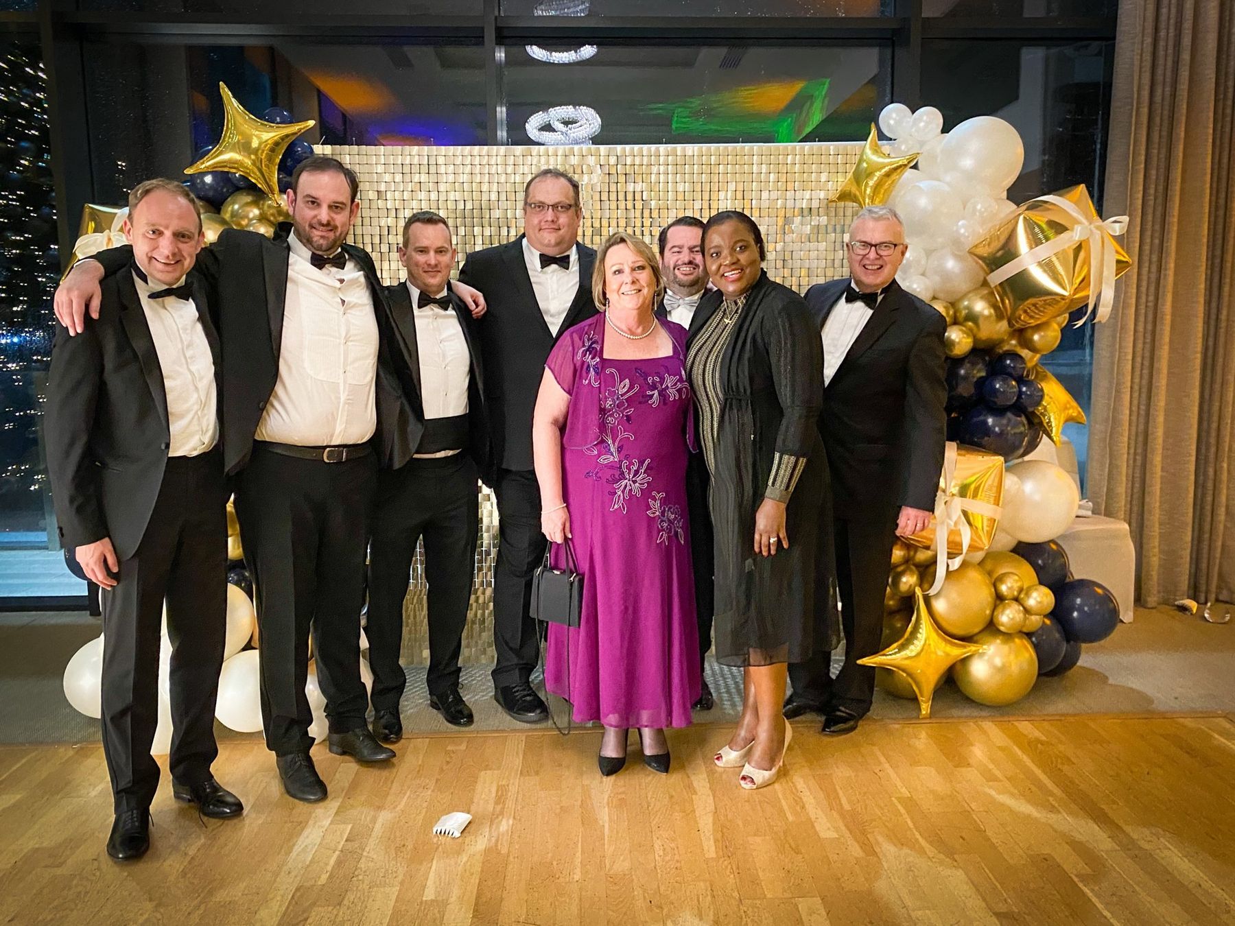 Daniel Fitzhenry with members of the Avask team at the company's black-tie awards night