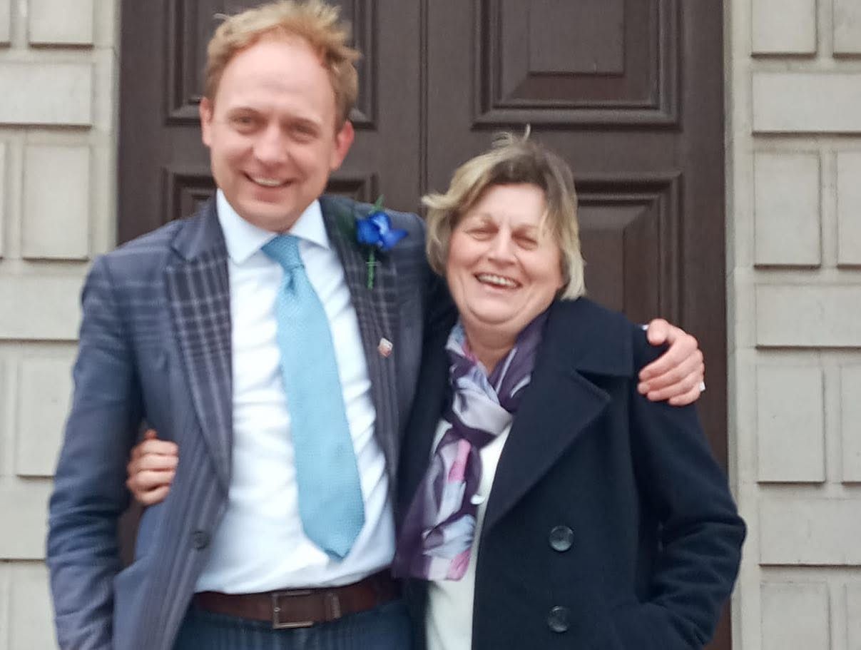 Daniel Fitzhenry with his mum outside Southampton Civic Centre on the day he officially became Leader of the Council