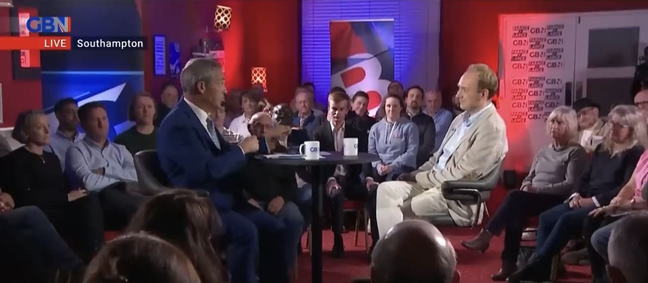 Daniel Fitzhenry going head to head with Nigel Farage, live on GB News in front of a Southampton audience