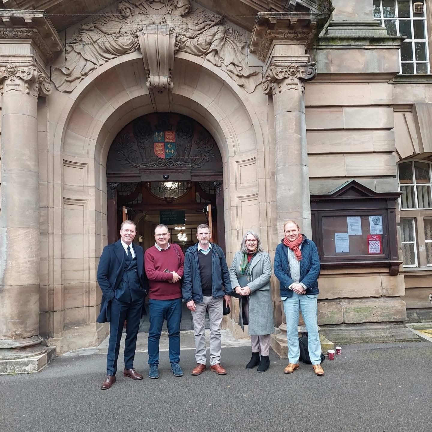 Daniel Fitzhenry with a Local Government Association review team outside Walsall Council House